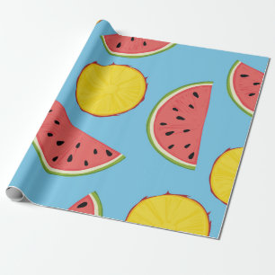 Papel De Regalo Patrón de verano con piña y sandía, ba