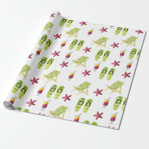 Papel De Regalo Patrón de verano de acuarela sin foco pequeño