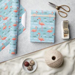 Papel De Regalo Patrón de verano de Flamingo
