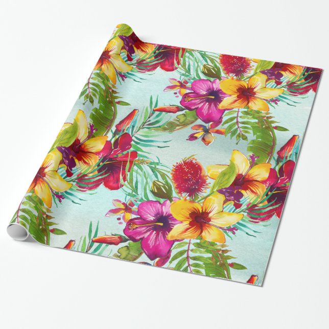 Papel De Regalo Patrón de verano tropical (Desenrollado)
