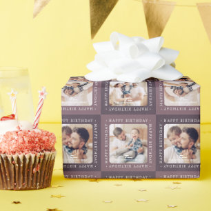 Papel De Regalo Patrón de verificación moderno Feliz cumpleaños 4 