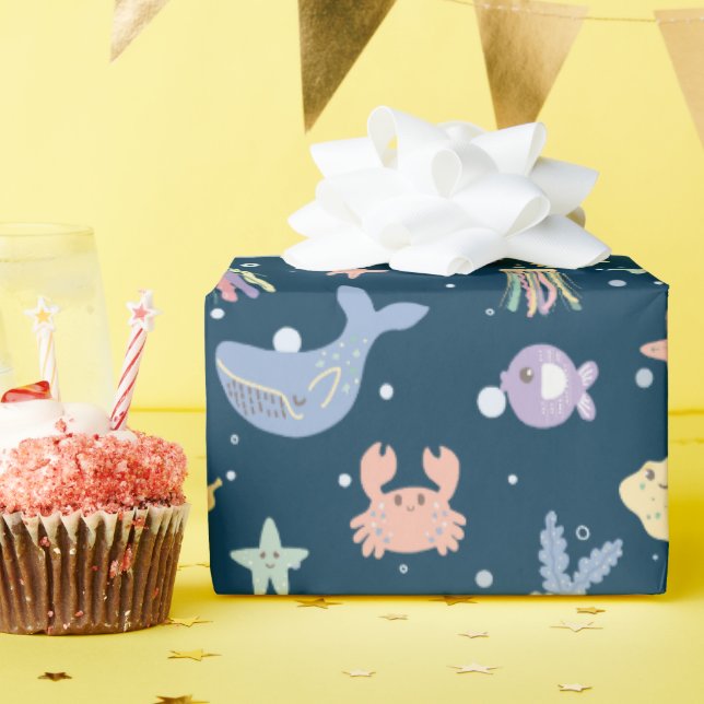 Papel De Regalo Patrón de vida marina sin problemas (Fiesta de cumpleaños )