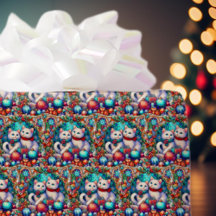 Patrón de vidrio emplomado de gatos de Navidad col