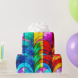 Papel De Regalo Patrón de vidrio emplomado elegante arcoíris