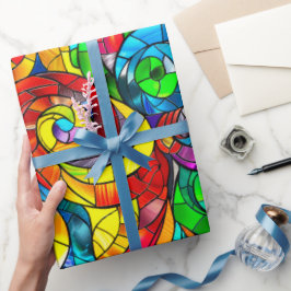 Papel De Regalo Patrón de vidrio emplomado elegante arcoíris