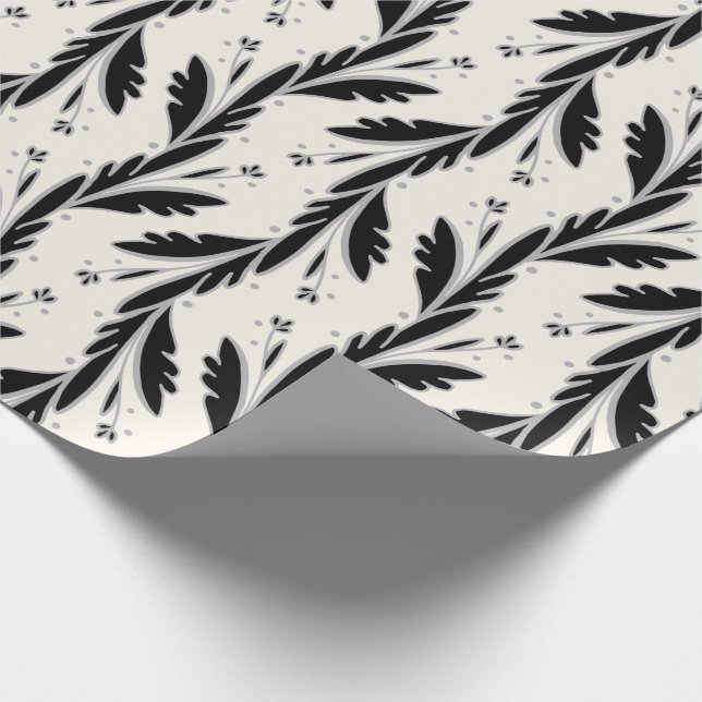 Papel De Regalo Patrón de viñedos negros decorativos (Esquina)