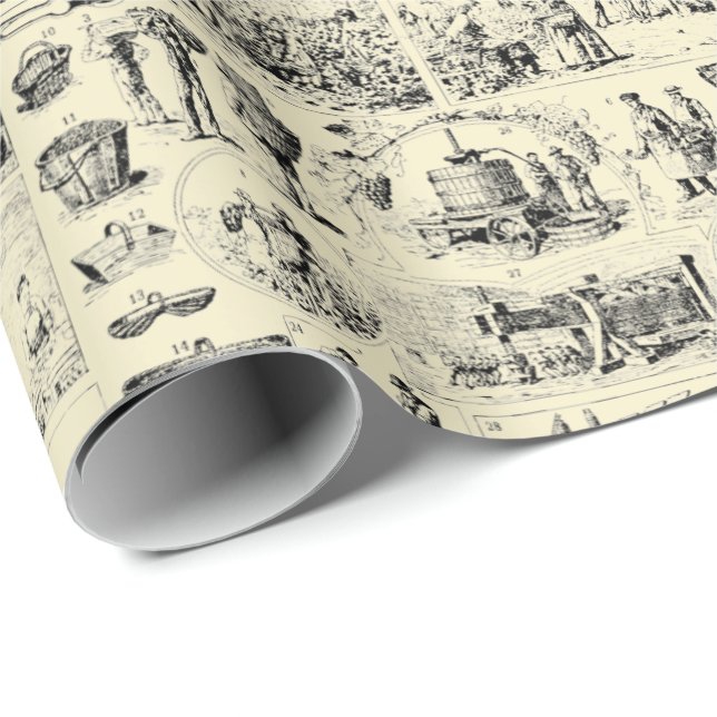 Papel De Regalo Patrón de Viñetería Vintage (Esquina del rollo)