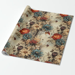 Papel De Regalo Patrón de vintage del Día de Acción de Gracias Flo