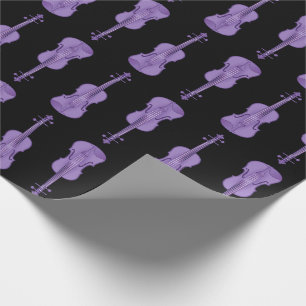 Papel De Regalo Patrón de violín - Lavanda y negro