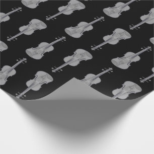 Papel De Regalo Patrón de violín - Plata y Negro