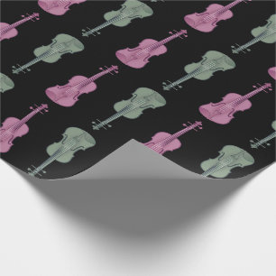 Papel De Regalo Patrón de violín - Verde y Rosa