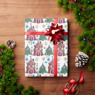 Papel De Regalo Patrón de Wonderland de Navidades acuarelas