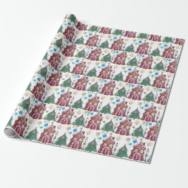 Papel De Regalo Patrón de Wonderland de Navidades acuarelas
