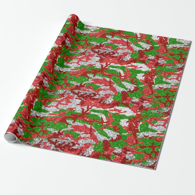 Papel De Regalo Patrón De Xmas Plateados Haus Of Camo (Desenrollado)