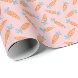 Papel De Regalo Patrón de zanahoria suave en rosa claro