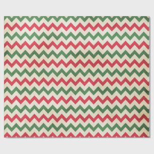 Papel De Regalo Patrón de Zig Zag verde rojo angustiado