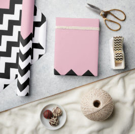 Papel De Regalo Patrón de zigzag negro y blanco, chevron, rosa