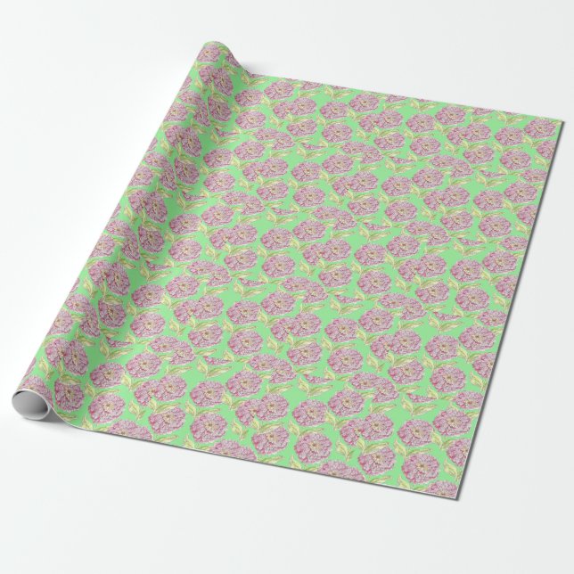 Papel De Regalo Patrón de zinnia (Desenrollado)
