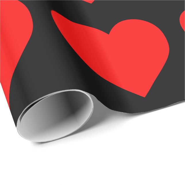 Papel De Regalo Patrón del corazón rojo (Esquina del rollo)