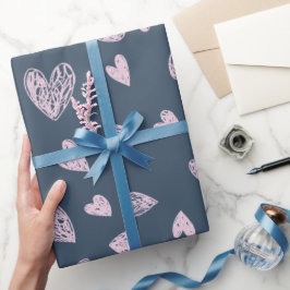 Papel De Regalo Patrón del corazón rosado delgado