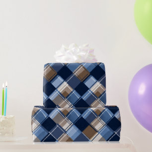 Papel De Regalo Patrón del Día del Padre azul y marrón