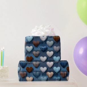 Papel De Regalo Patrón del Día del Padre azul y marrón