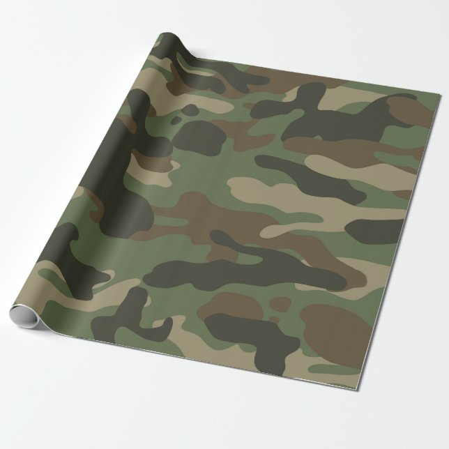Papel De Regalo Patrón del Ejército Camo Verde (Desenrollado)