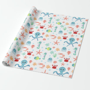 Papel De Regalo Patrón del mundo marino