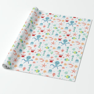 Papel De Regalo Patrón del mundo marino
