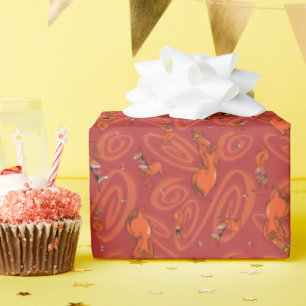 Papel De Regalo Patrón del tipo rojo de vaca y pollo