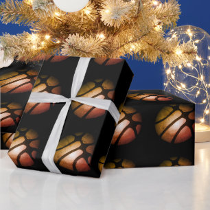 Papel De Regalo Patrón deportivo de pelota de baloncesto negro mod