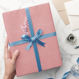 Papel De Regalo Patrón diagonal cruzado blanco rojo