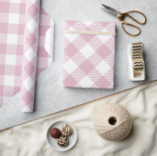 Papel De Regalo Patrón diagonal de bonito Pastel de búfalo rosa tr