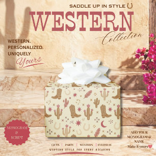 Papel De Regalo Patrón dibujado a mano de estilo Western Country