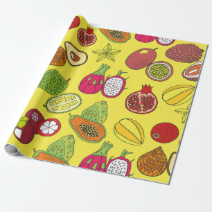 Papel De Regalo Patrón dibujado a mano sin foco con exótico tropic