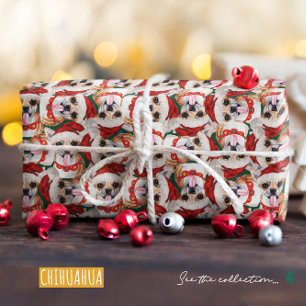 Papel De Regalo Patrón divertido de Chihuahua para Navidad