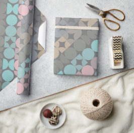 Papel De Regalo Patrón divertido de círculos cuadrados abstractos 