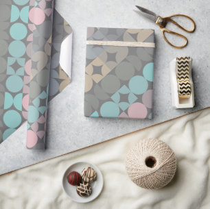 Papel De Regalo Patrón divertido de círculos cuadrados abstractos