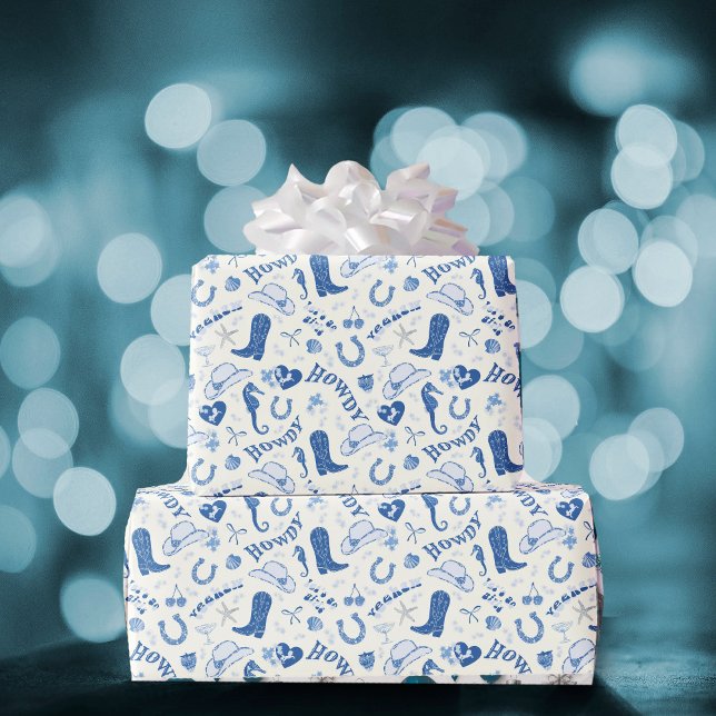 Papel De Regalo Patrón divertido de club de bach Cowgirl costera (Subido por el creador)