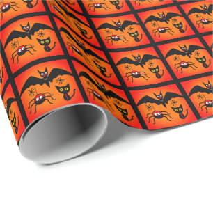 Papel De Regalo Patrón divertido de gato murciélago araña