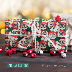 Papel De Regalo Patrón divertido de Navidad con Bulldog inglés