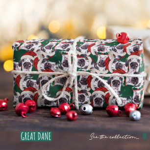 Papel De Regalo Patrón divertido de Navidad con Gran Danés