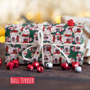 Papel De Regalo Patrón divertido de Navidad de Bull Terrier