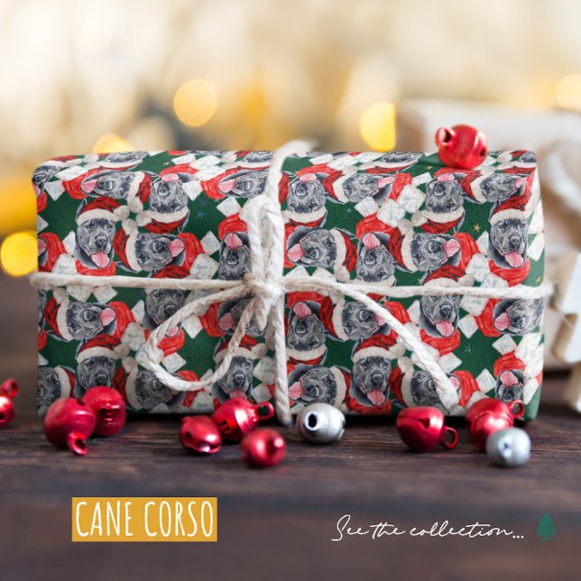 Papel De Regalo Patrón divertido de Navidad de Cane Corso (Subido por el creador)