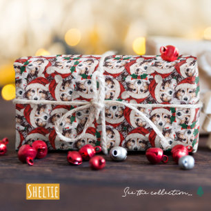 Papel De Regalo Patrón divertido de Navidades Sheltie