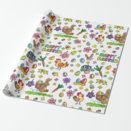Papel De Regalo Patrón divertido de Pascua de dibujos animados