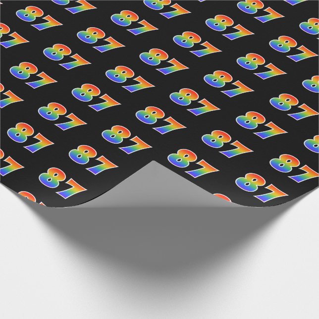 Papel De Regalo Patrón divertido del espectro del arcoíris "87" Nú (Esquina)