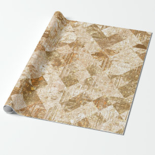 Papel De Regalo Patrón dorado de mosaico abstracto brillante