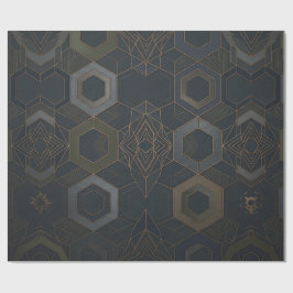 Papel De Regalo Patrón Dorado Geométrico 2025
