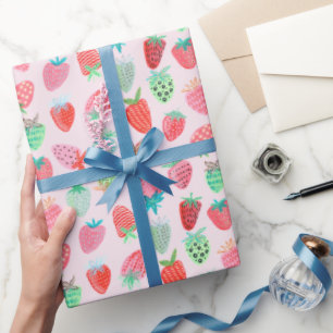 Papel De Regalo Patrón dulce de fresa rosa